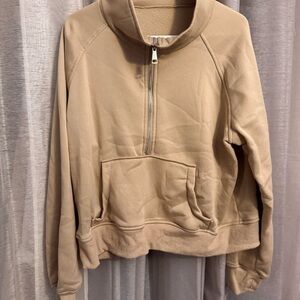 Tan Half-Zip Pullover Sweatshirt